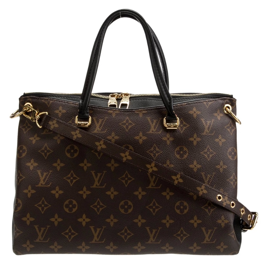 LOUIS VUITTON - DOUBLE BLACK LEATHER PALLAS BAG MM